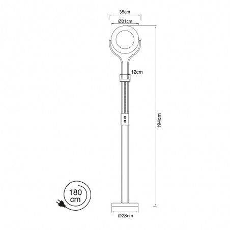 Lampadaire avec lecteur á LED Garona (20+5W)