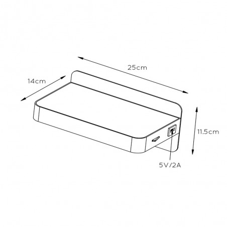 Applique LED avec étagère et USB Atkin (6W)
