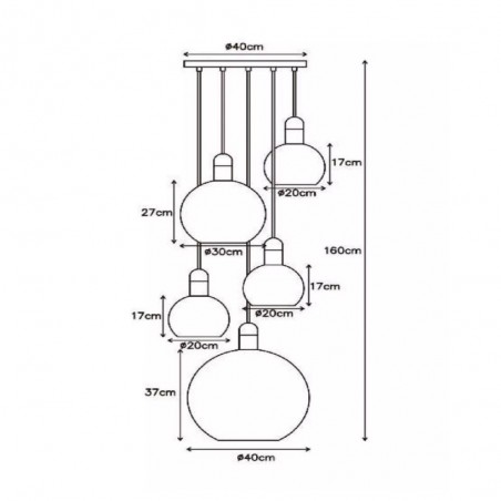 Lampe de suspension Julius Opale (5 lumieres)