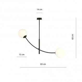 Lampe de plafond Helmet Opal (2 lumieres)