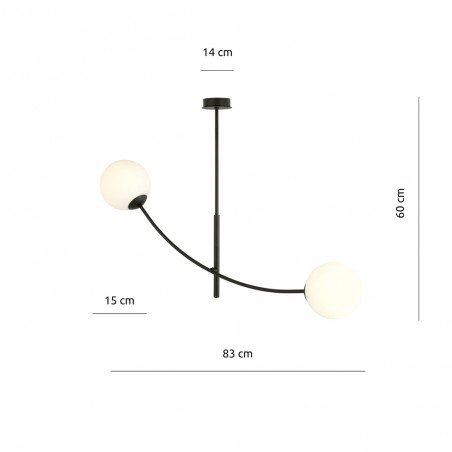 Lampe de plafond Helmet Opal (2 lumieres)