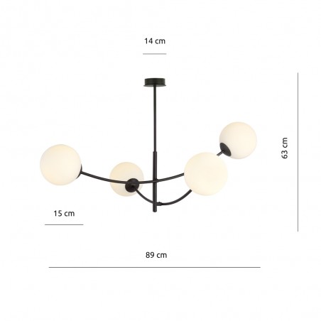 Lampe de plafond Helmet Opal (4 lumieres)