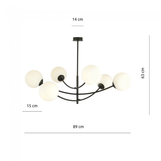Suspension Art Déco Laiton avec Plaque de Plafond Ovale et Verre Ambré 6 Lumières - Douglass