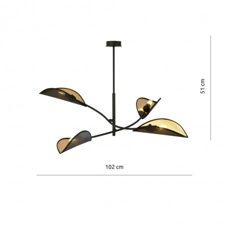 Lampe de plafond Flik Noir (4 lumieres)