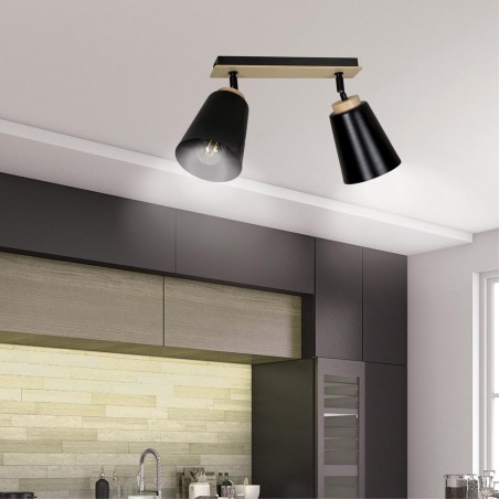 Regletté de plafond Tasla Noir (2 lumieres)