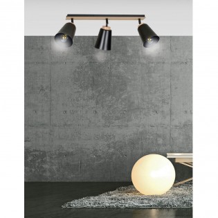 Regletté de plafond Tasla Noir (3 lumieres)