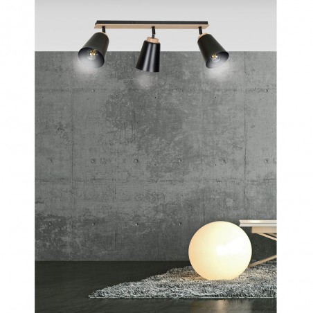 Regletté de plafond Tasla Noir (3 lumieres)