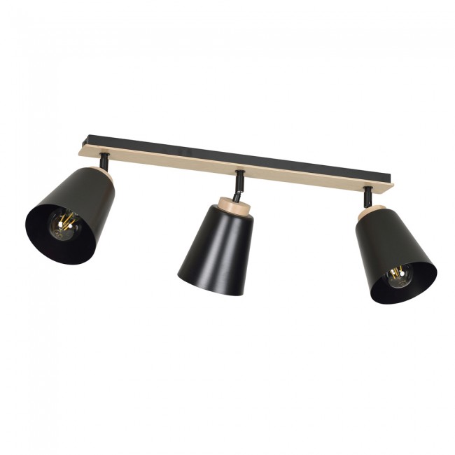 Regletté de plafond Tasla Noir (3 lumieres)
