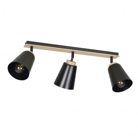 Regletté de plafond Tasla Noir (3 lumieres)
