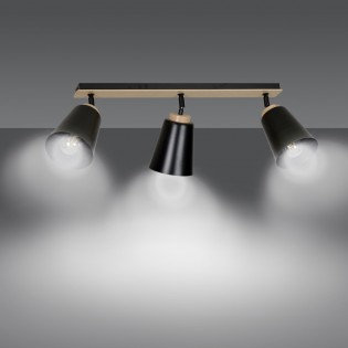 Regletté de plafond Tasla Noir (3 lumieres)