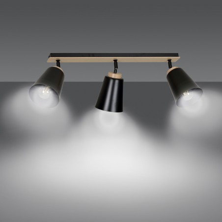 Regletté de plafond Tasla Noir (3 lumieres)