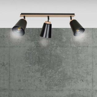 Regletté de plafond Tasla Noir (3 lumieres)