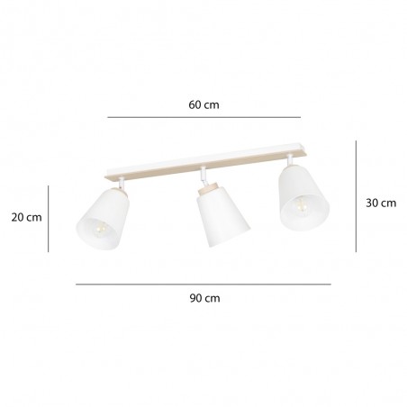 Regletté de plafond Tasla Blanc (3 lumieres)