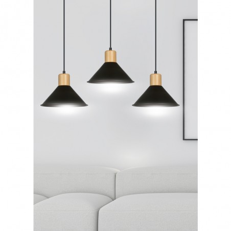 Regletté de plafond Piamonte Noir (3 lumieres)