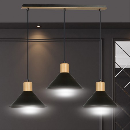 Regletté de plafond Piamonte Noir (3 lumieres)