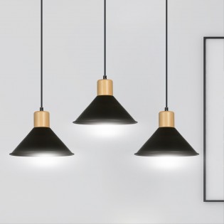 Regletté de plafond Piamonte Noir (3 lumieres)