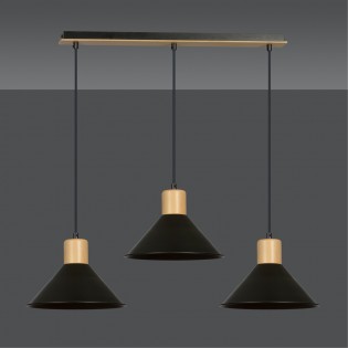 Regletté de plafond Piamonte Noir (3 lumieres)
