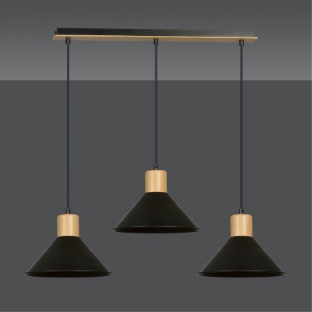 Regletté de plafond Piamonte Noir (3 lumieres)
