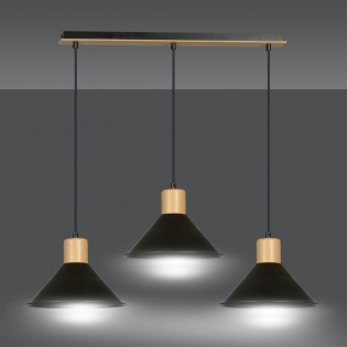 Regletté de plafond Piamonte Noir (3 lumieres)