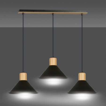 Regletté de plafond Piamonte Noir (3 lumieres)