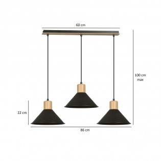 Regletté de plafond Piamonte Noir (3 lumieres)