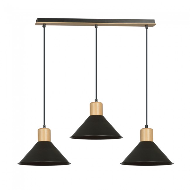 Regletté de plafond Piamonte Noir (3 lumieres)