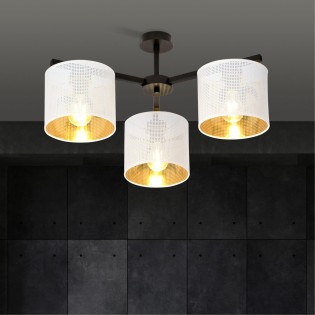 Plafonnier Rivera Blanc/Or (3 lumieres)