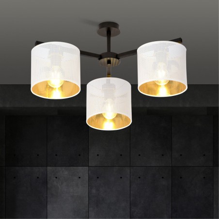 Plafonnier Rivera Blanc/Or (3 lumieres)