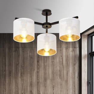 Plafonnier Rivera Blanc/Or (3 lumieres)