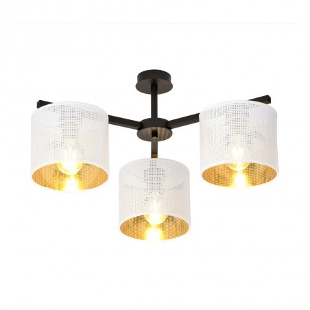 Plafonnier Rivera Blanc/Or (3 lumieres)