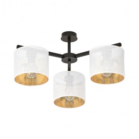 Plafonnier Rivera Blanc/Or (3 lumieres)