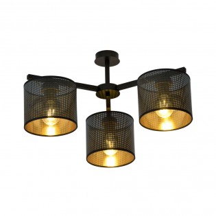 Plafonnier Rivera Noir/Or (3 lumieres)