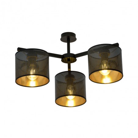 Plafonnier Rivera Noir/Or (3 lumieres)