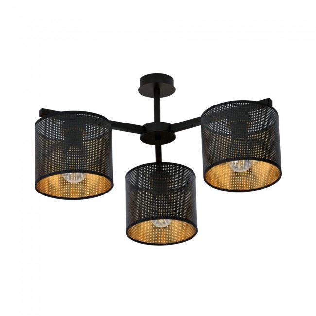 Plafonnier Rivera Noir/Or (3 lumieres)