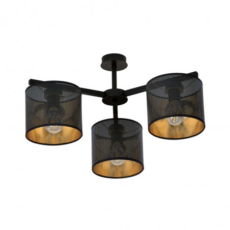 Plafonnier Rivera Noir/Or (3 lumieres)
