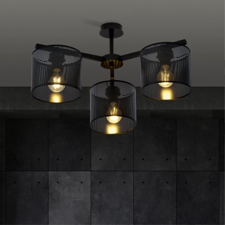 Plafonnier Rivera Noir (3 lumieres)