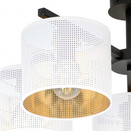 Plafonnier Rivera Blanc/Or (5 lumieres)