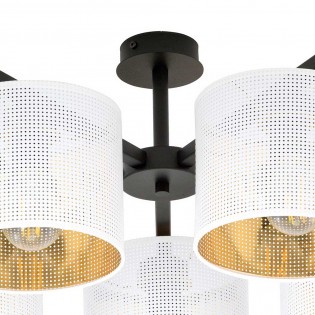 Plafonnier Rivera Blanc/Or (5 lumieres)