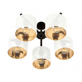 Plafonnier Rivera Blanc/Or (5 lumieres)