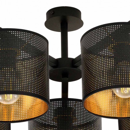 Plafonnier Rivera Noir/Or (5 lumieres)