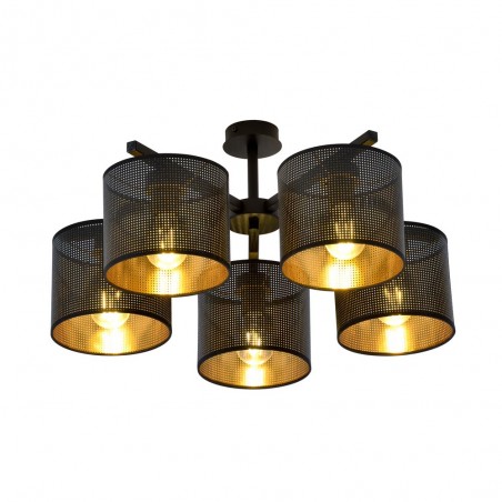 Plafonnier Rivera Noir/Or (5 lumieres)