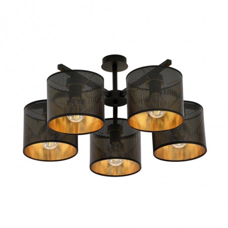 Plafonnier Rivera Noir/Or (5 lumieres)