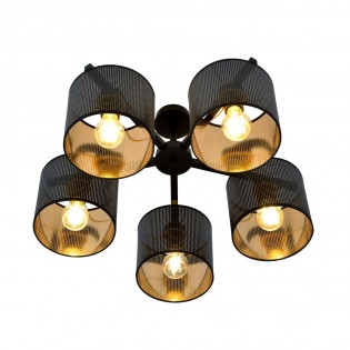 Plafonnier Rivera Noir/Or (5 lumieres)
