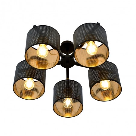 Plafonnier Rivera Noir/Or (5 lumieres)