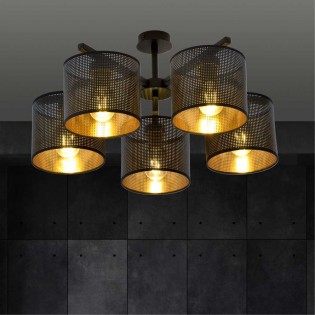 Plafonnier Rivera Noir/Or (5 lumieres)