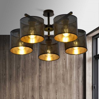Plafonnier Rivera Noir/Or (5 lumieres)