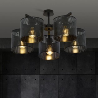 Plafonnier Rivera Noir (5 lumieres)
