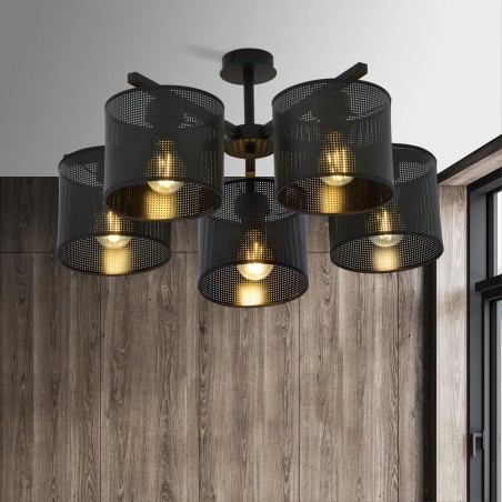 Plafonnier Rivera Noir (5 lumieres)