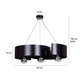 Lampe de plafond Bisón Noir (3 lumieres)