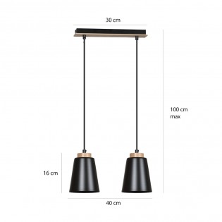 Regletté de plafond Lasso Noir (2 lumieres)
